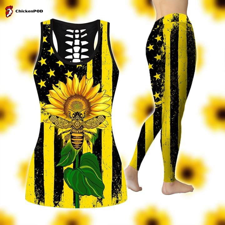 Sunflower Hippie Bee 3D All Over Printed Combo Legging + Tank Top Sunflower Hippie Bee 3D All Over Printed Combo Legging + Tank Top