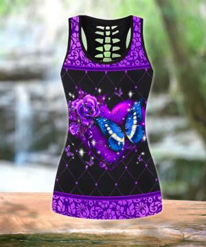 Personalized Name Butterfly With Heart All Over Printed Combo Legging + Tanktop 4 Personalized Name Butterfly With Heart All Over Printed Combo Legging + Tanktop 3