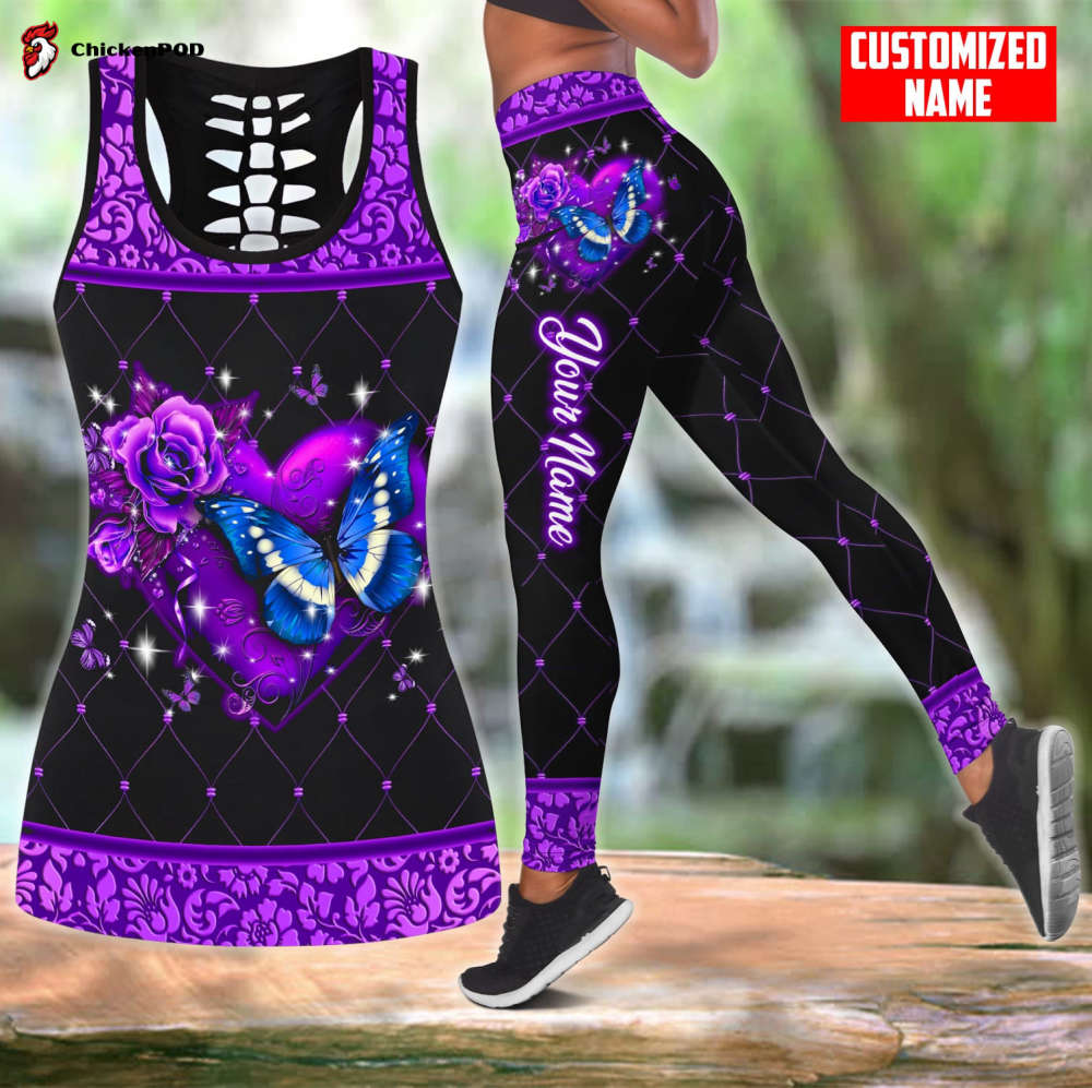Personalized Name Butterfly With Heart All Over Printed Combo Legging + Tanktop Personalized Name Butterfly With Heart All Over Printed Combo Legging + Tanktop