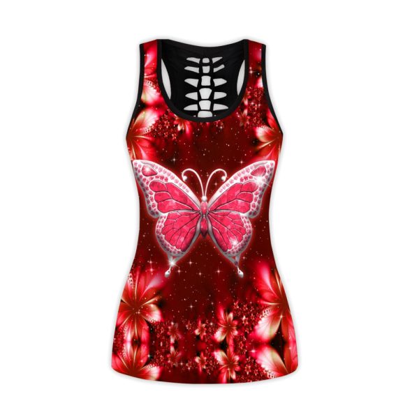 Red Butterfly Combo Legging + Tanktop