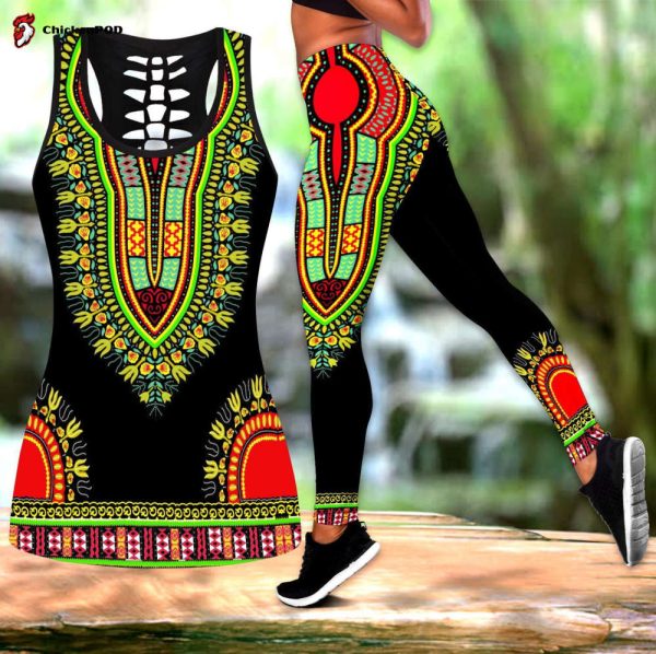 African Dashiki Pattern 3D Over Printed Legging &Amp; Tank Top