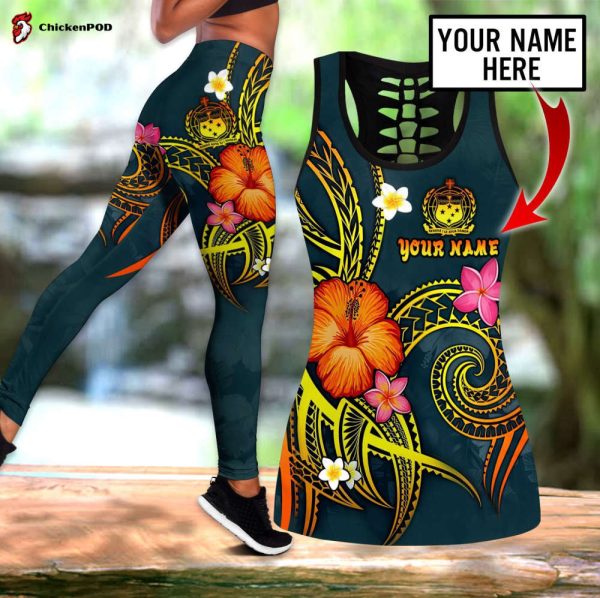 Hawaii Polynesian Hibiscus Personalized Name 3D Over Printed Legging &Amp; Tank Top