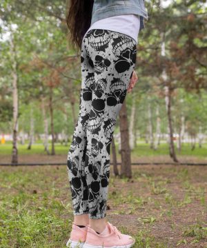 3D All Over Print Black Skull Legging 3D All Over Print Black Skull Legging