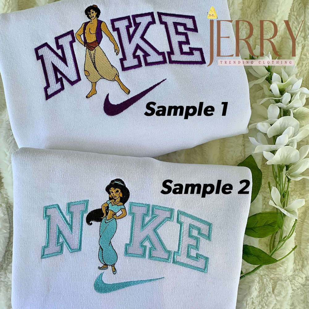 Stylish Aladdin And Jasmine Nike Embroidered Sweatshirt – Limited Edition Disney Apparel Stylish Aladdin And Jasmine Nike Embroidered Sweatshirt – Limited Edition Disney Apparel