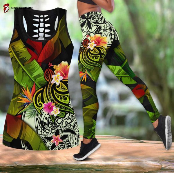 Amazing Turtle Polynesian Over Printed Legging &Amp; Tank Top Ml