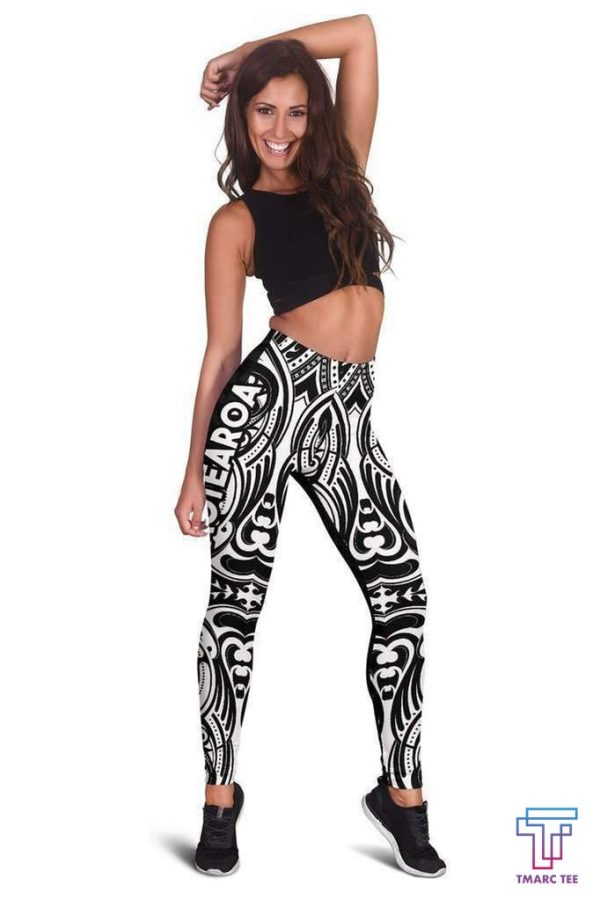 Beebuble Aotearoa Maori With Map And Silver Fern Leggings – Front Half Style