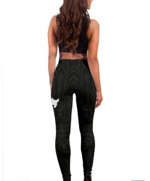 Beebuble Aotearoa Maori With Map And Silver Fern Leggings - Front Half Style 4 Beebuble Aotearoa Maori With Map And Silver Fern Leggings - Front Half Style 3