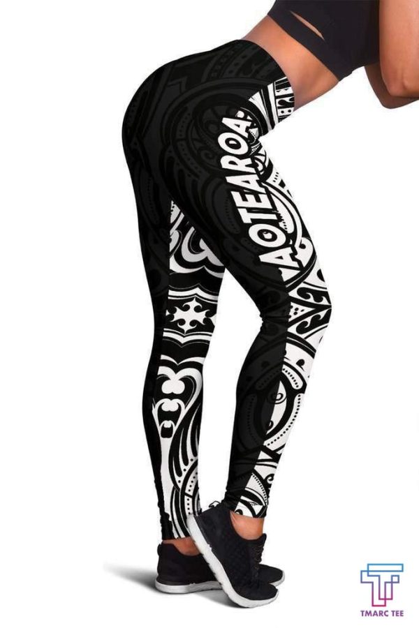 Beebuble Aotearoa Maori With Map And Silver Fern Leggings – Front Half Style