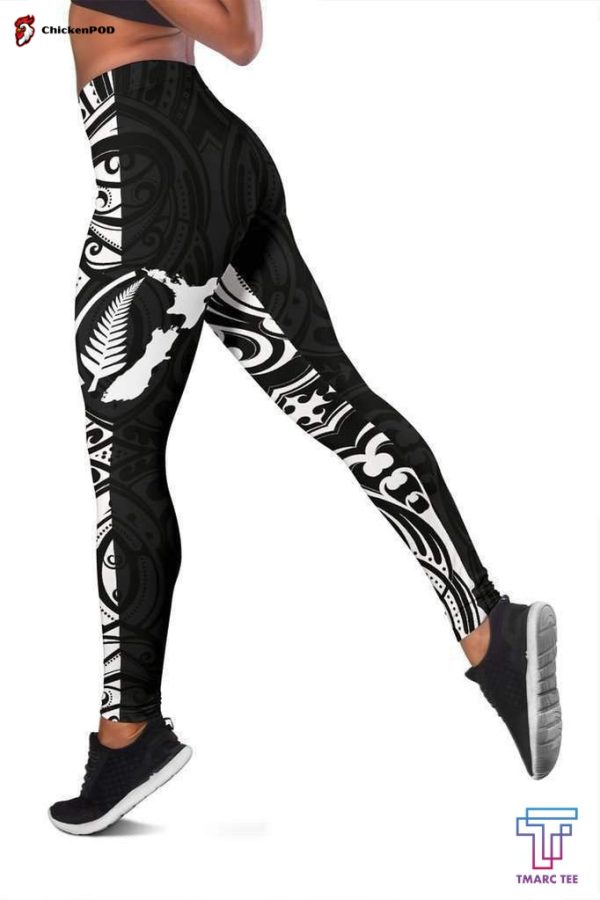 Beebuble Aotearoa Maori With Map And Silver Fern Leggings – Front Half Style
