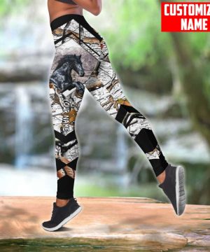 Beebuble Personalized Friesian Horse Camo Pattern All Over Printed Combo Legging Tanktop