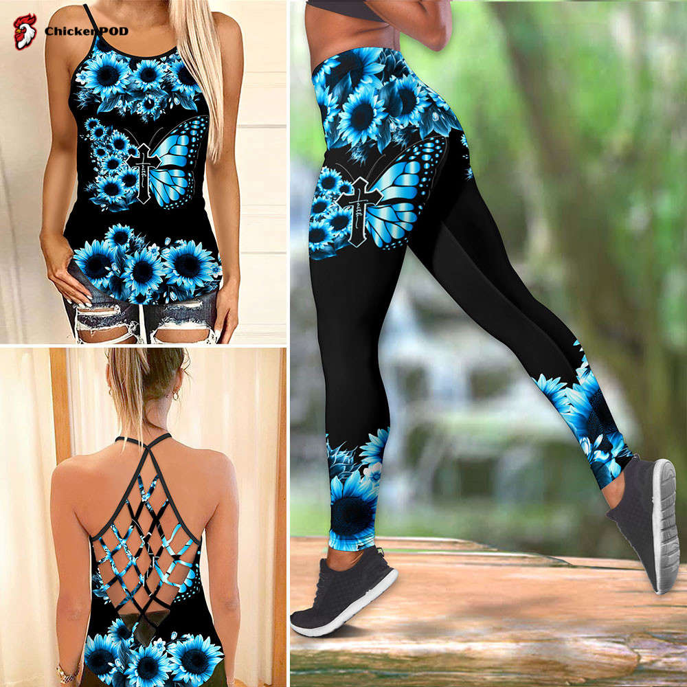 Blue Butterfly Combo Camisole Tank + Legging Blue Butterfly Combo Camisole Tank + Legging