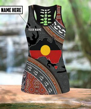 Custom Name Aboriginal Dots Zip Pattern Printed Combo Legging Tanktop 2 Custom Name Aboriginal Dots Zip Pattern Printed Combo Legging Tanktop 1