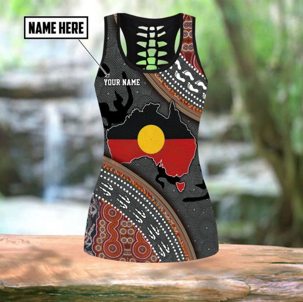 Custom Name Aboriginal Dots Zip Pattern Printed Combo Legging Tanktop