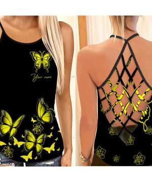 Customized Name Butterfly All Over Printed Combo Camisole Tank + Legging 4 Customized Name Butterfly All Over Printed Combo Camisole Tank + Legging 3