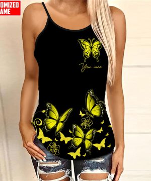 Customized Name Butterfly All Over Printed Combo Camisole Tank + Legging 8 Customized Name Butterfly All Over Printed Combo Camisole Tank + Legging 7