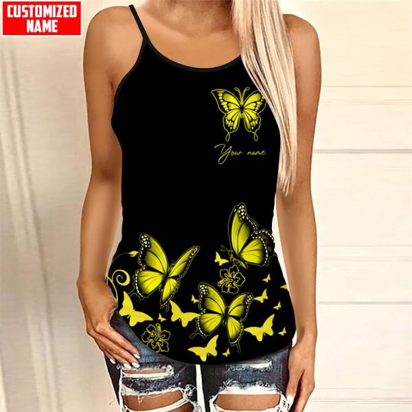 Customized Name Butterfly All Over Printed Combo Camisole Tank + Legging