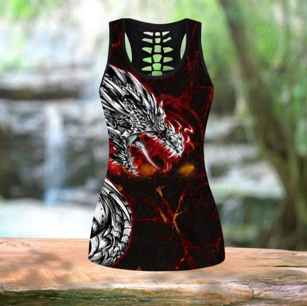 Dragon Lava Art 3D Over Printed Legging &Amp; Tank Top-Ml