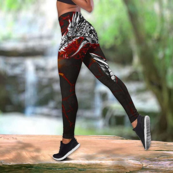 Dragon Lava Art 3D Over Printed Legging &Amp; Tank Top-Ml