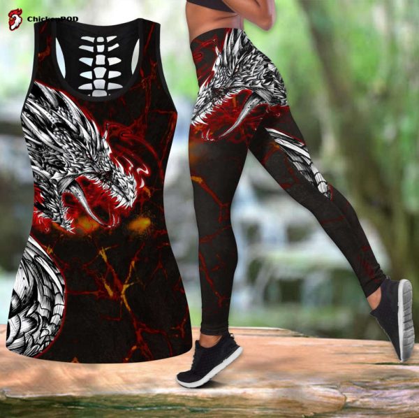 Dragon Lava Art 3D Over Printed Legging &Amp; Tank Top-Ml
