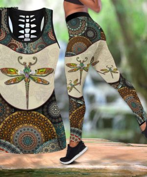 Dragonfly boho legging + hollow tanktop combo HAC