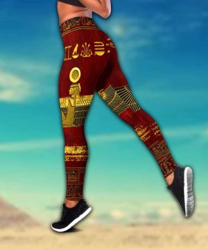 Egyptian Ancient Queen Red Pattern Combo Legging Tank