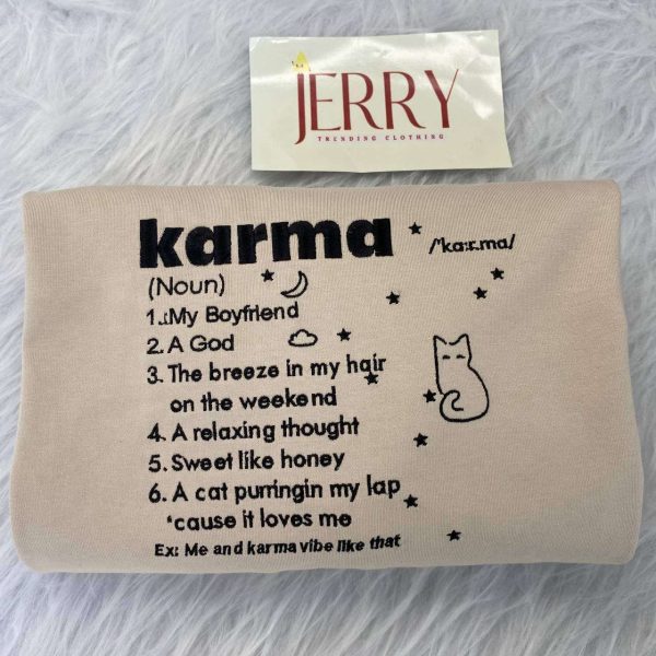 Stylish Karma Taylor Swift Embroidered Sweatshirt – Embrace Your Love For Taylor Swift