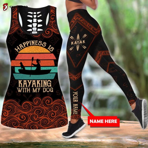 Kayaking With My Dog Custom Name Legging + Hollow Tank Combo