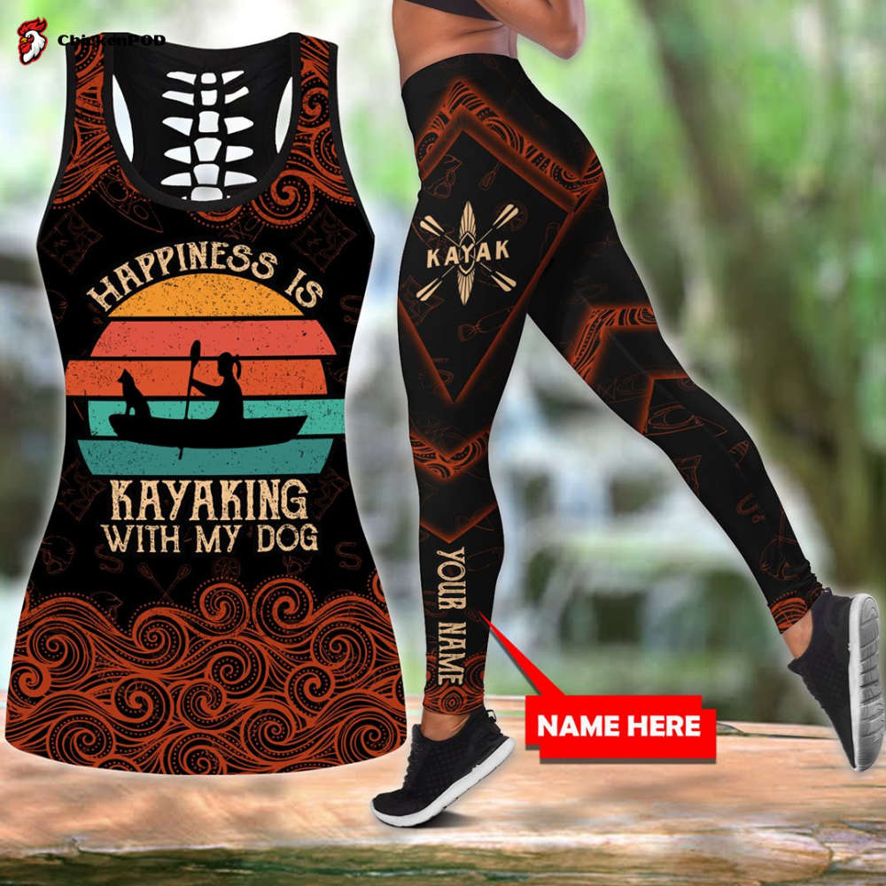 Kayaking With My Dog Custom Name Legging + Hollow Tank Combo Kayaking With My Dog Custom Name Legging + Hollow Tank Combo