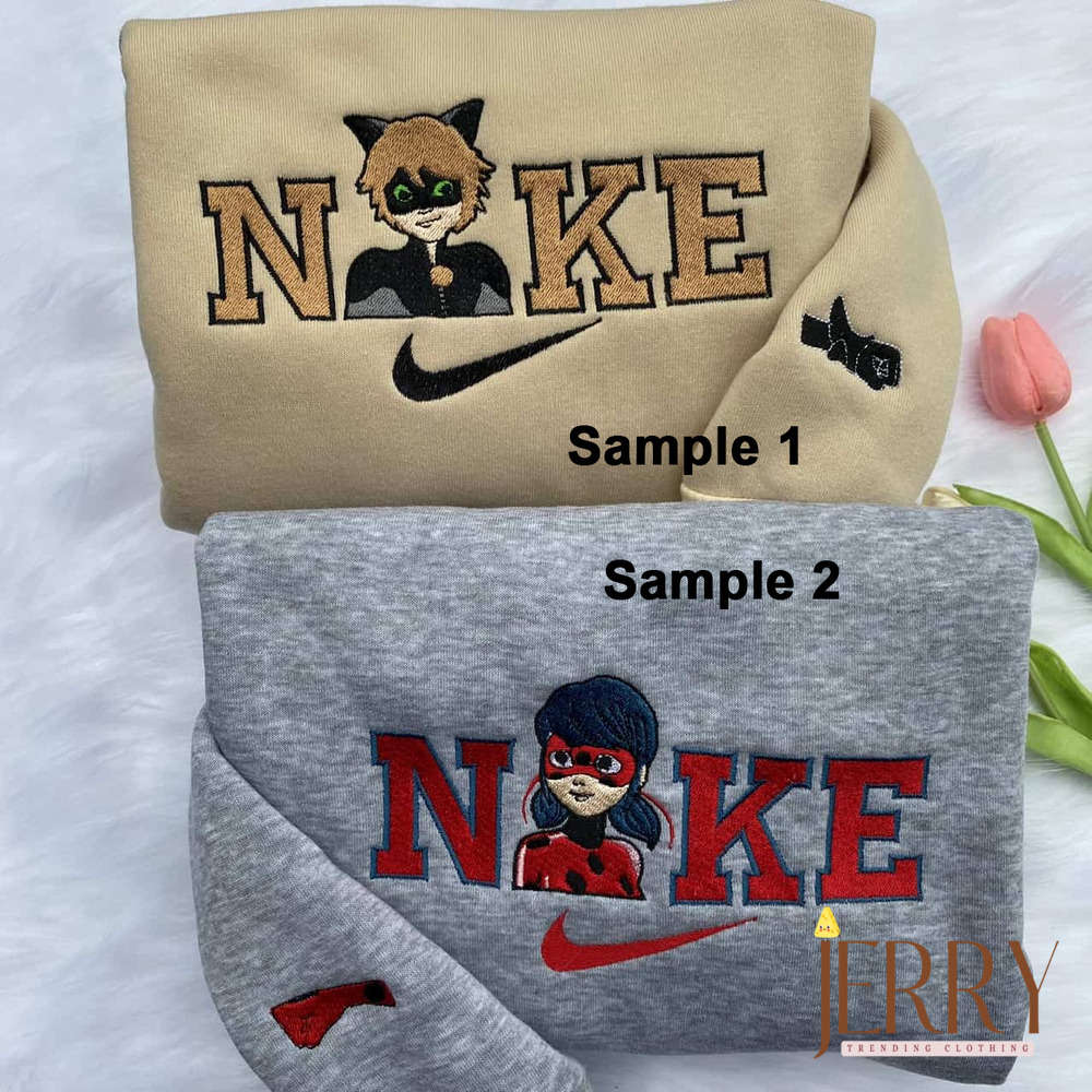 Stylish Ladybug &Amp; Cat Noir Nike Sweatshirts: Embroidered Designs For Fans Stylish Ladybug &Amp; Cat Noir Nike Sweatshirts: Embroidered Designs For Fans