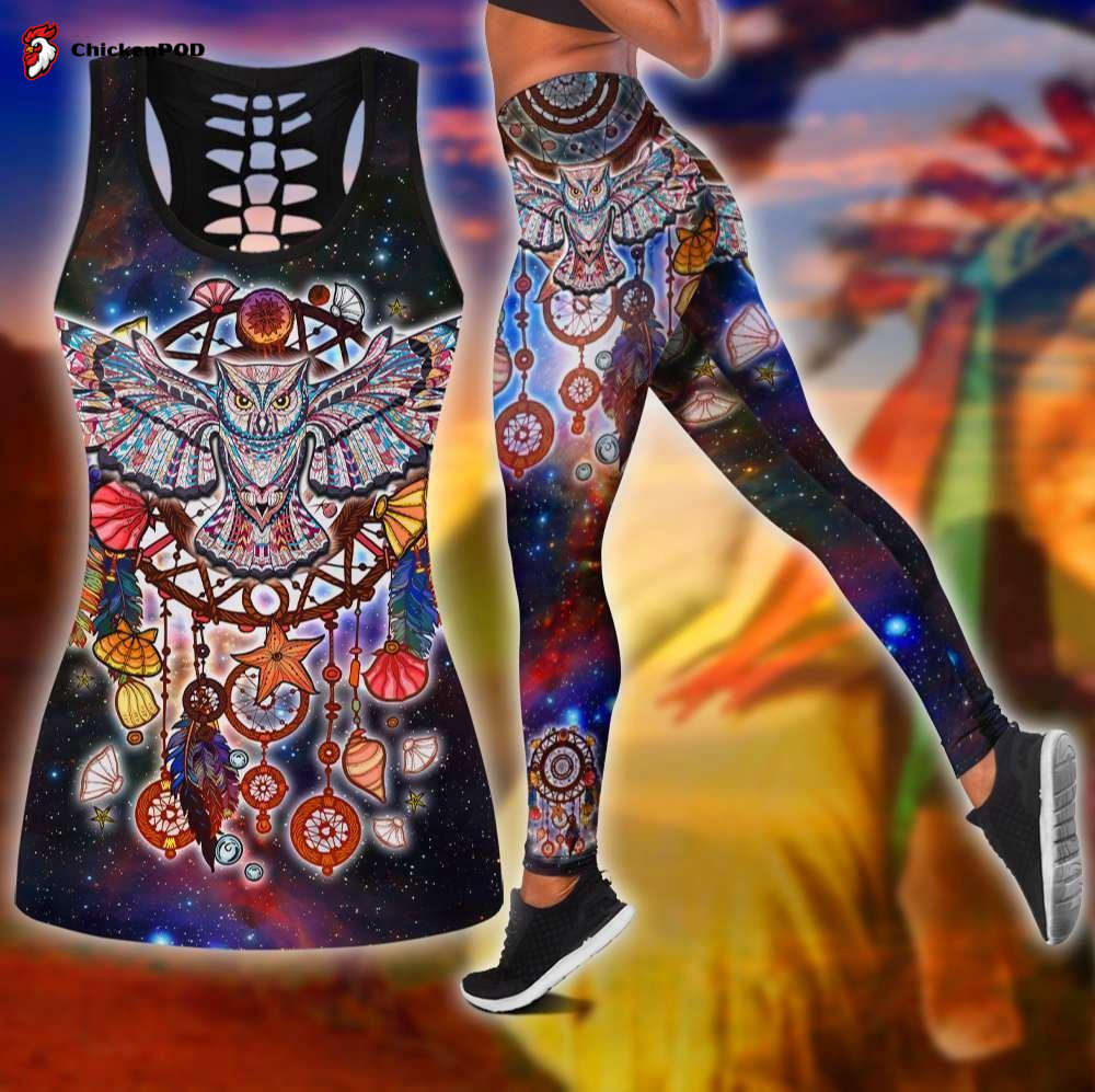 Owl Native American 3D All Over Printed Legging + Hollow Tank Combo Owl Native American 3D All Over Printed Legging + Hollow Tank Combo