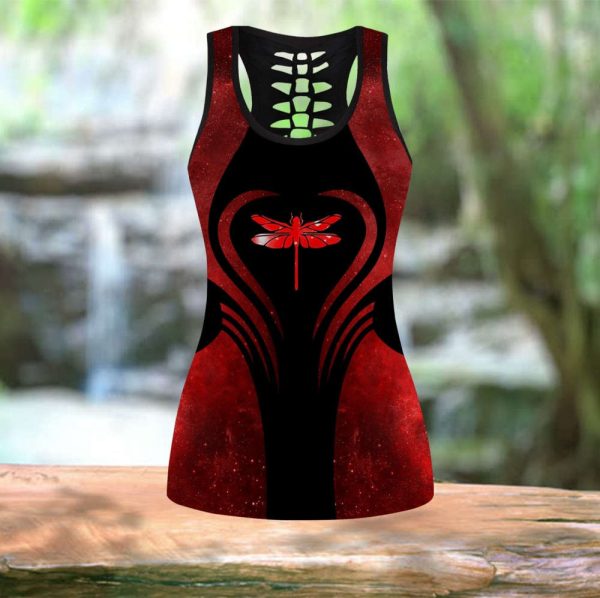 Red Dragonfly Legging + Hollow Tankt Combo Hac