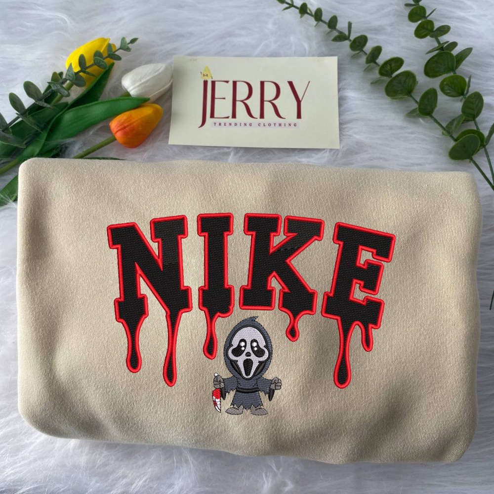 Scream Ghost Face Nike Sweatshirt: Stylish Embroidered Apparel For Chilling Comfort Scream Ghost Face Nike Sweatshirt: Stylish Embroidered Apparel For Chilling Comfort