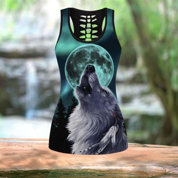 Wolf And Moon 3D Over Printed Legging &Amp; Tank Top-Ml