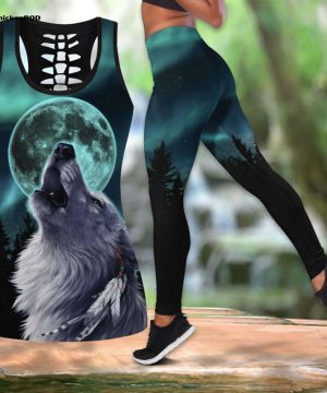 Wolf and Moon 3D Over Printed Legging & Tank top-ML Wolf and Moon 3D Over Printed Legging & Tank top-ML