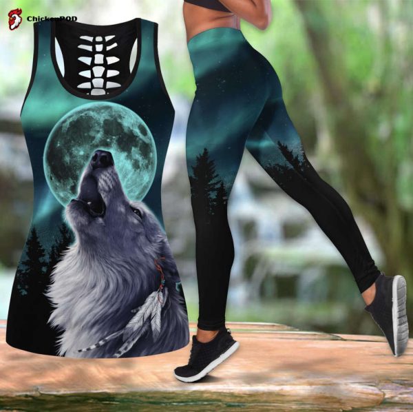Wolf And Moon 3D Over Printed Legging &Amp; Tank Top-Ml