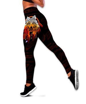 Wolf Native 3D Over Printed Legging &Amp; Tank Top-Ml 4 Wolf Native 3D Over Printed Legging &Amp; Tank Top-Ml 3