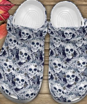 Croc Shoe - Clog Shoe Collection Of Creepy Skulls Pattern Pirnted Best Item For Horror Style Lovers