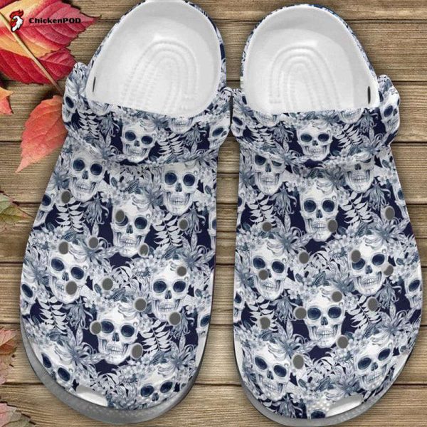 Croc Shoe – Clog Shoe Collection Of Creepy Skulls Pattern Pirnted Best Item For Horror Style Lovers