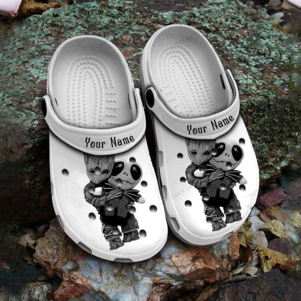 Jack Skellington And Groot Custom Name Crocs-Slippers Shoes Crs-D5V8